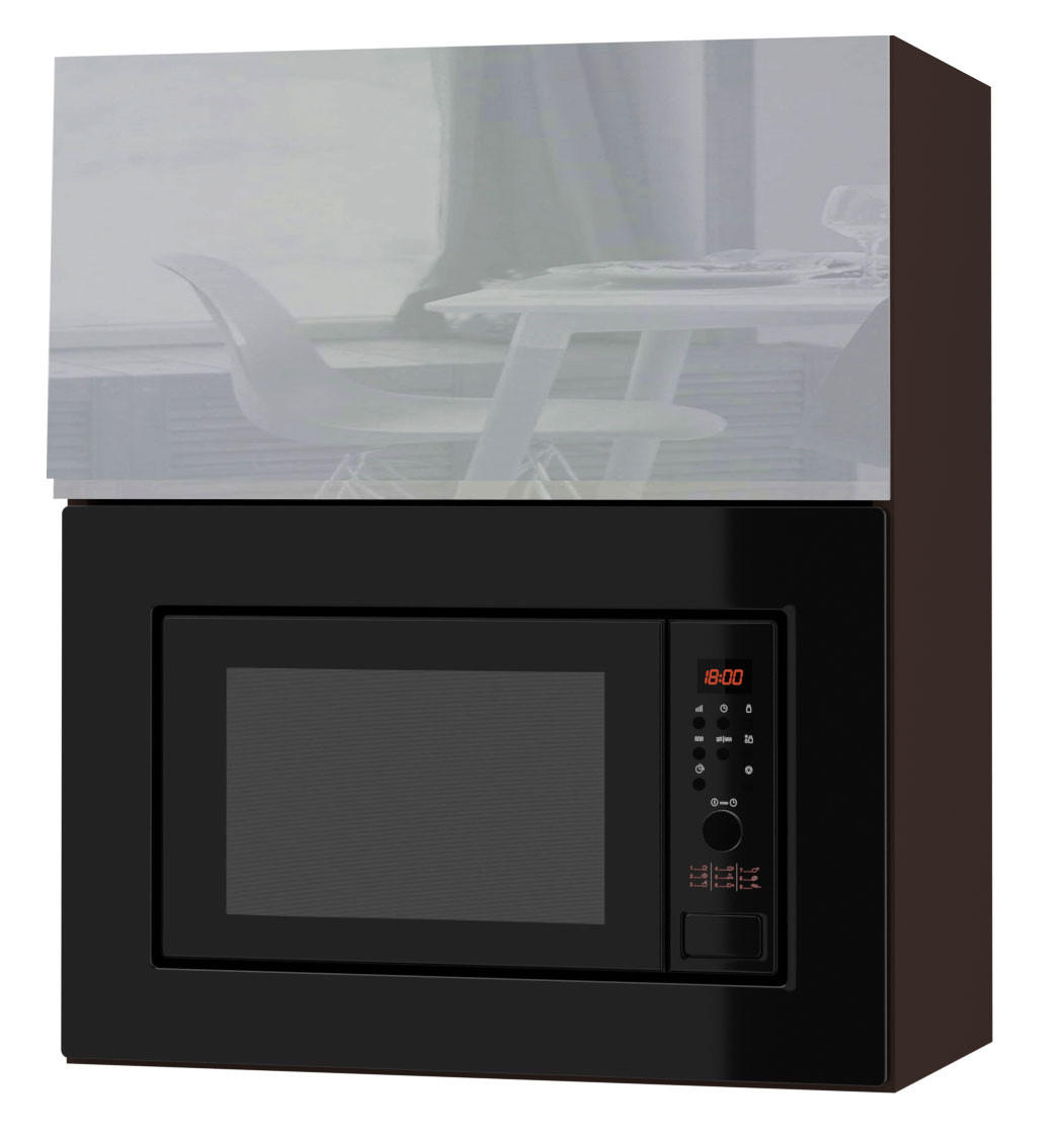 MIKROWELLENUMBAUSCHRANK Avellino W2MK/60 grau Acryl Hochglanz / Lava 60 / 32,5 / 72cm - Dunkelgrau/Grau, Holz/Holzwerkstoff (60/72/32.5cm) - Feldmann-Wohnen