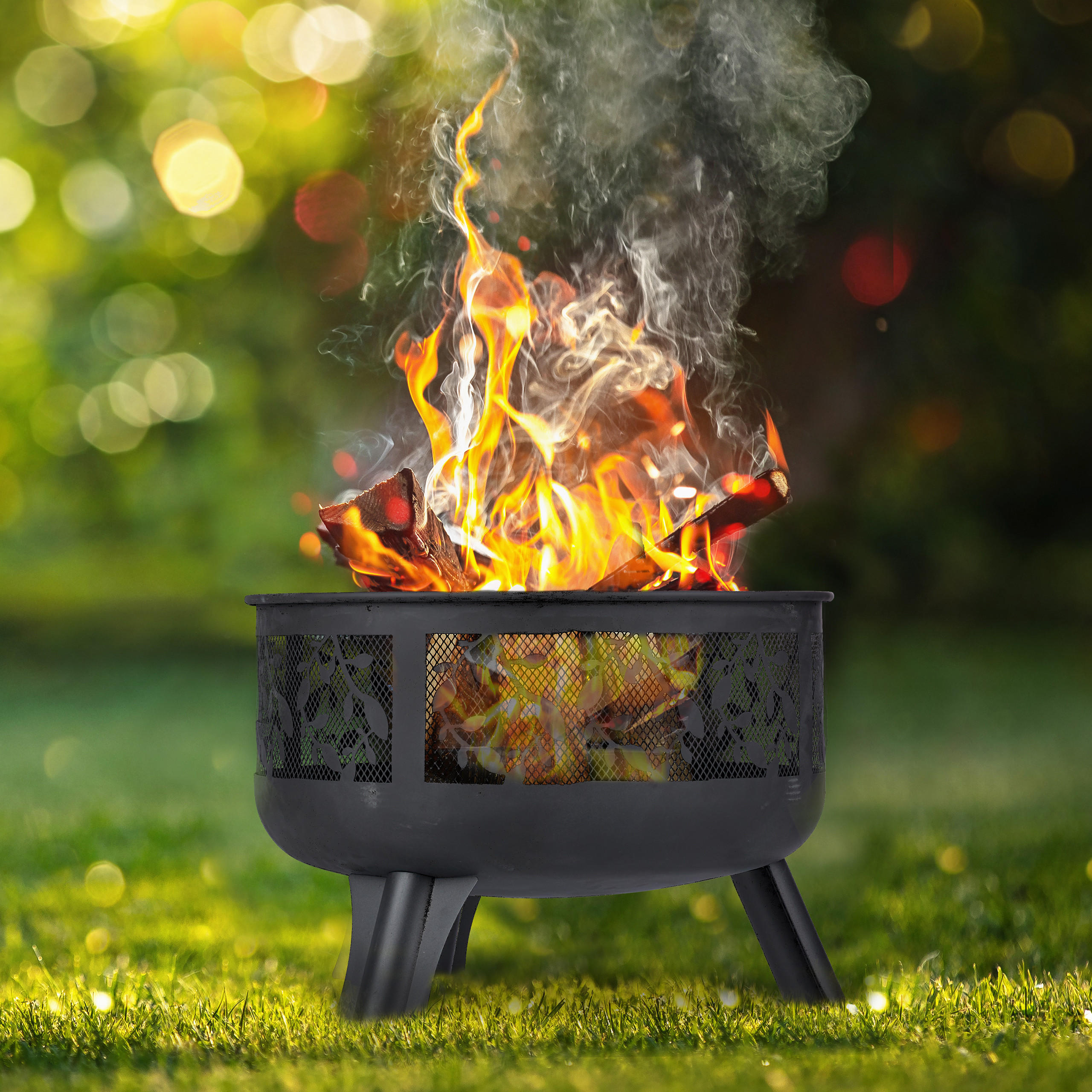 FEUERSCHALE - Schwarz, Metall (60/60/60cm) - Relaxdays