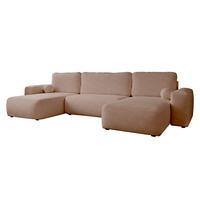 WOHNLANDSCHAFT Filo U - Hellbraun/Schwarz, Holz/Kunststoff (374/94/177cm) - MIRJAN24