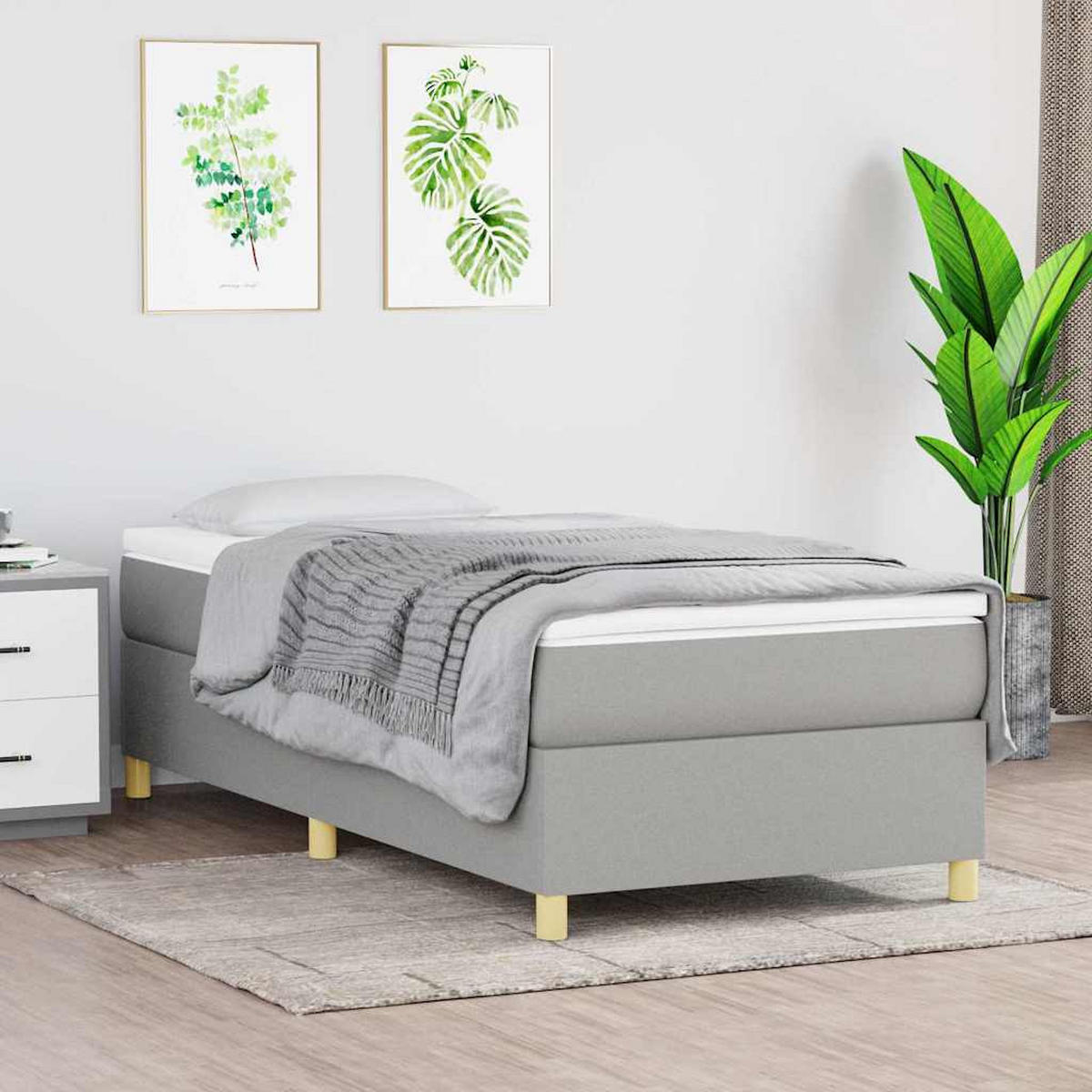 BOXSPRINGBETT 100/200 Cm Grau Gewebe - Grau, Textil (100/203cm) - vidaXL