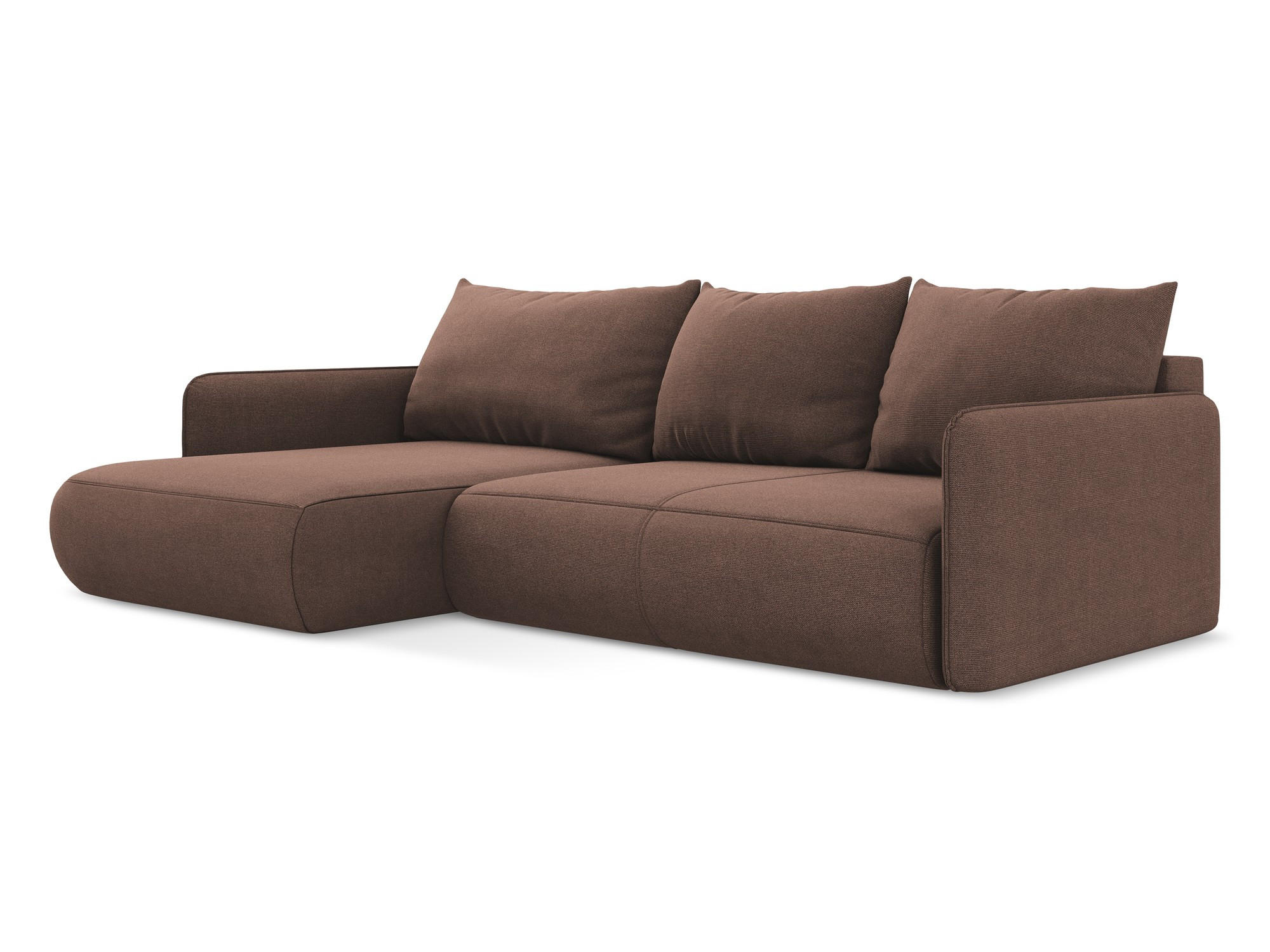 ECKSOFA mit Schlaffunktion Strukturstoff Stoff Pink - Pink/Hellrosa, Kunststoff/Textil (148/240cm) - Makamii