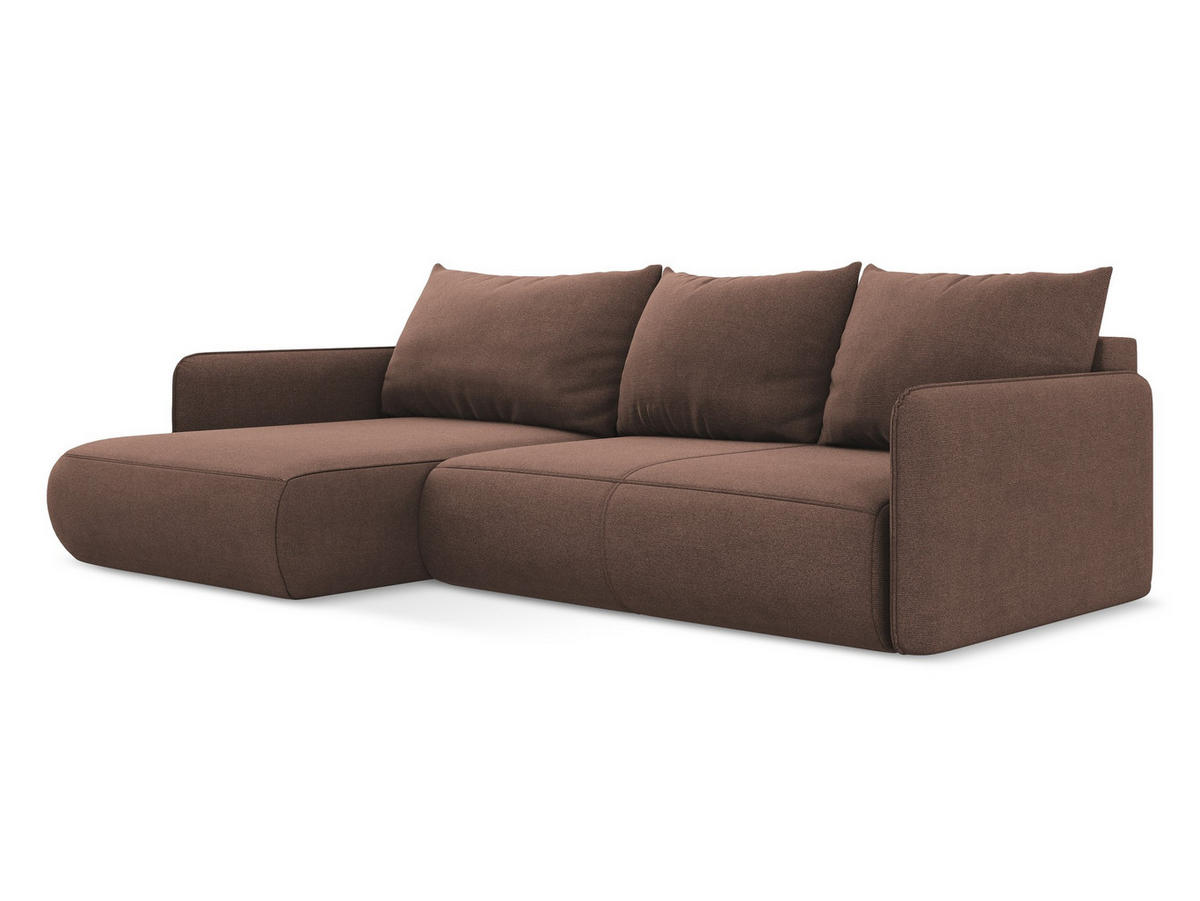 ECKSOFA mit Schlaffunktion Strukturstoff Stoff Pink - Pink/Hellrosa, Kunststoff/Textil (148/240cm) - Makamii