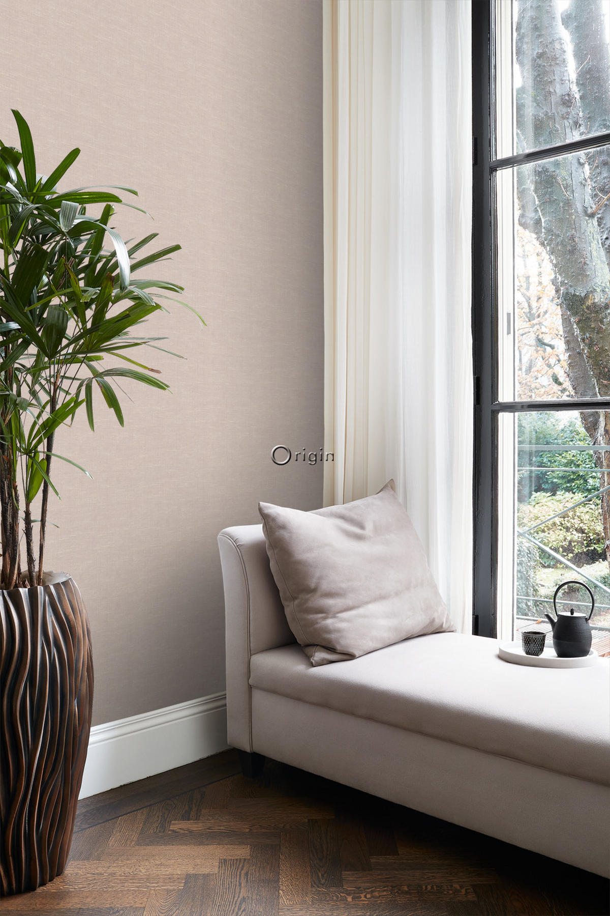 TAPETE Leinen-Optik 53 cm x 10.05 m - Pink, Papier (53/1000cm) - Origin Wallcoverings