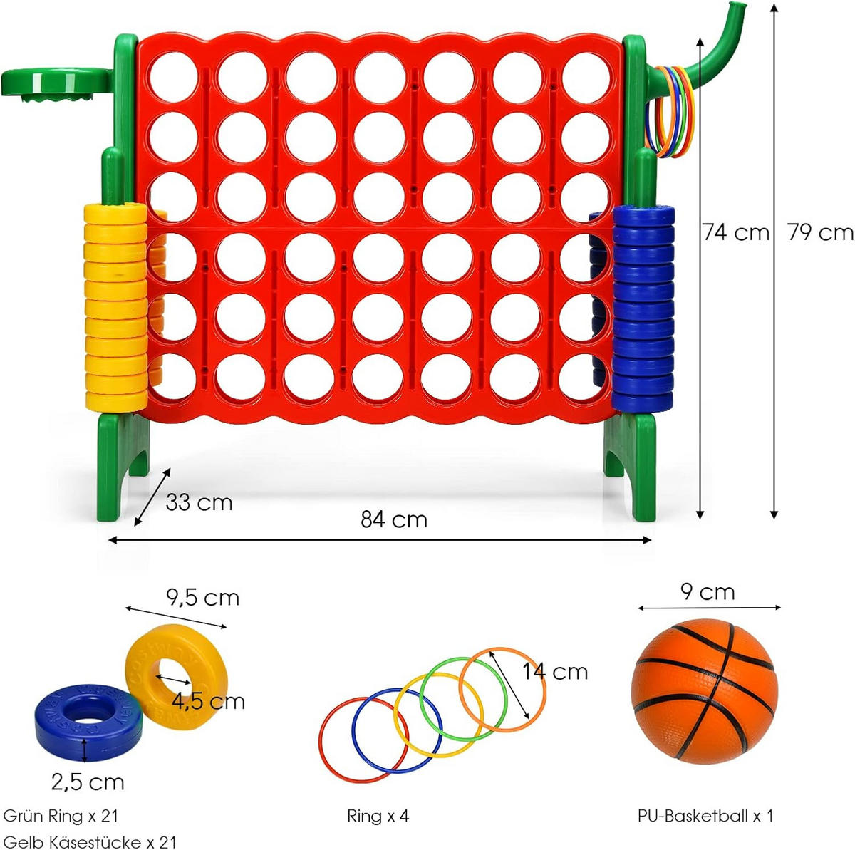 SPIELSET 4 in 1 Riesiges 4 Gewinnt Multicolor - Multicolor, Kunststoff (33/84cm) - COSTWAY