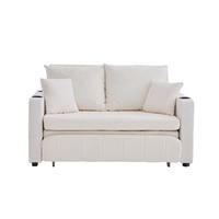 SOFA klappbar mit 4 Kissen und USB-Ladefunktion Chenille Beige 139/83/58 cm - Beige, Textil (139/83/73cm) - OKWISH