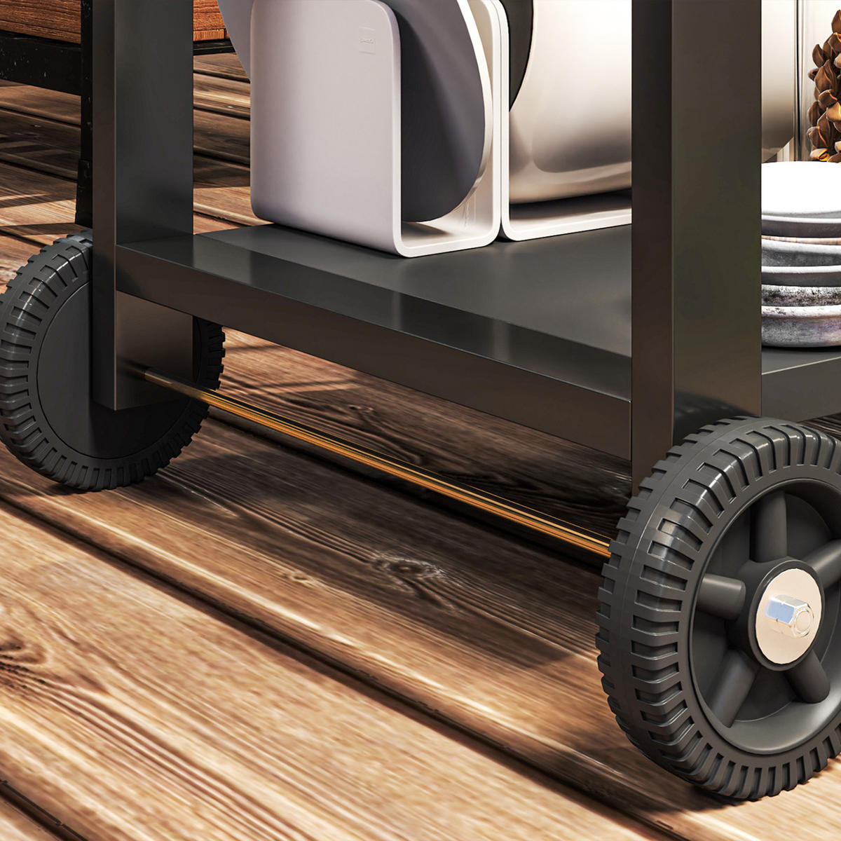 GRILLWAGEN DE-13779 mit Arbeitsplatte und Rollen Schwarz - Schwarz, Metall (55/86.5/135cm) - ComfortXL