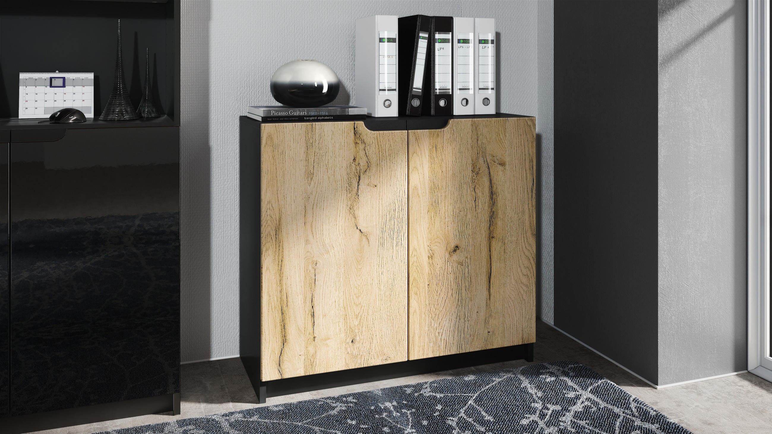 KOMMODE Logan Fronten in Eiche Natur - Eichefarben, Holzwerkstoff (82/78/37cm) - Vladon