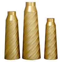 BODENVASE 3-tlg Metallvase Gold 43,5-61cm-Bodenvase mit Textur für Trockenblumen - Weiß, Metall (66.51cm) - Raelunyi