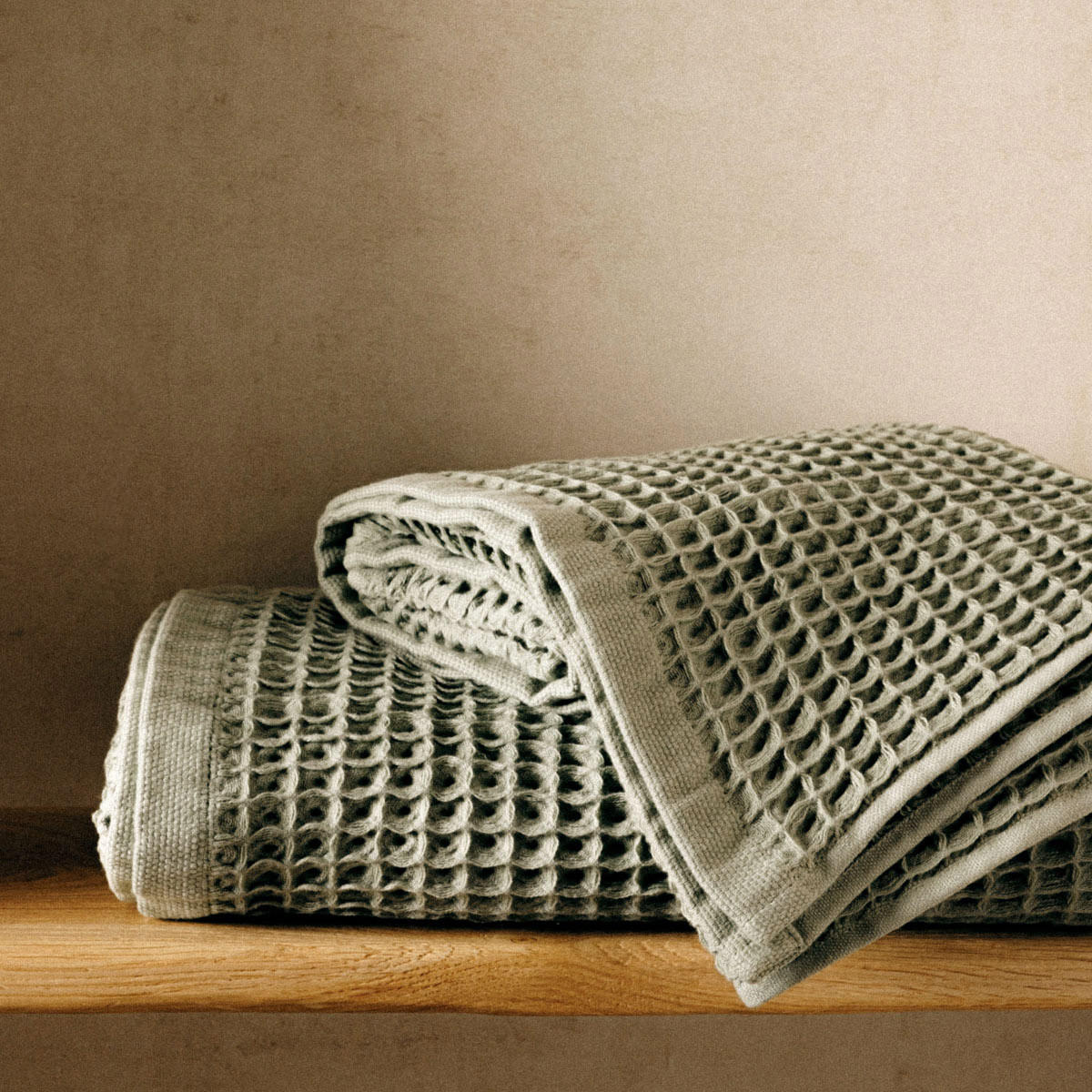BADETUCH Vaffel Pistazie 70/130 cm - Grün, Textil (70/130cm) - Homla