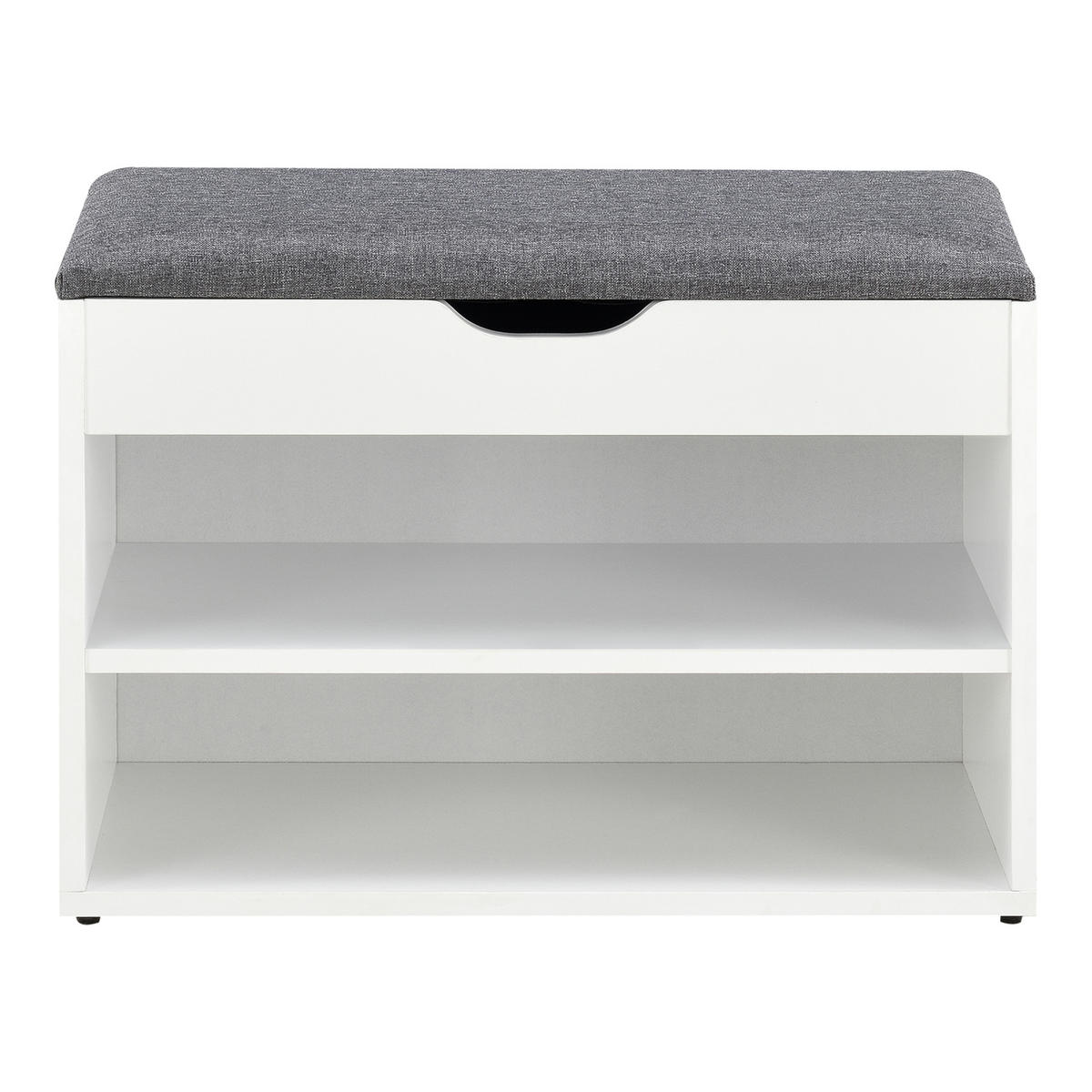 SCHUHBANK Gentofte - Weiß, Holzwerkstoff/Textil (60/46/30cm) - [en.casa]