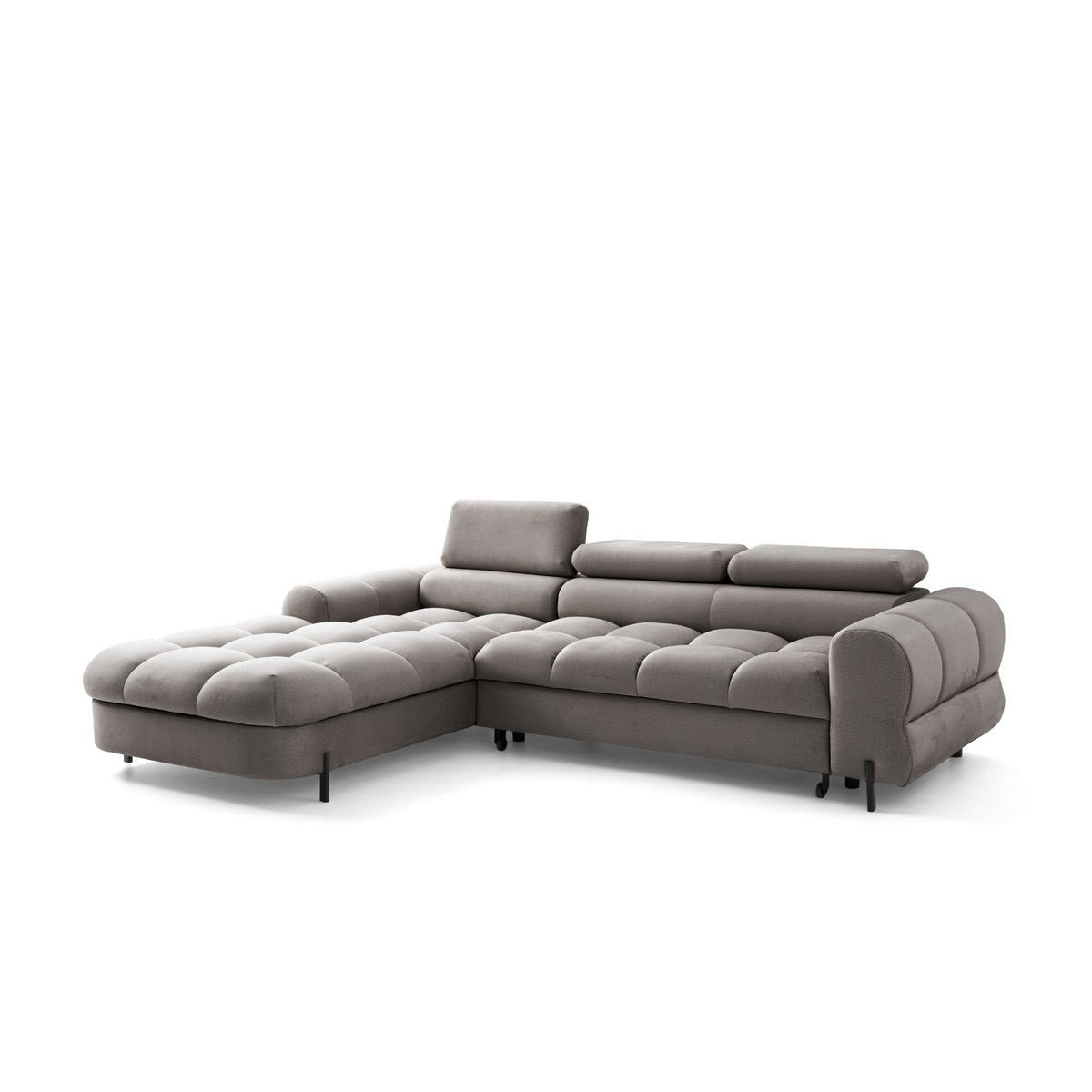 ECKSOFA UFFO L Links mit Schlaffunktion 260x195 Velours Beige - Beige/Schwarz, Holz/Textil (260/195cm) - Muffo