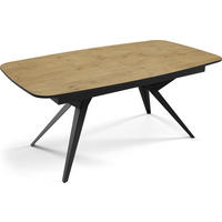 ESSTISCH Soren ausziehbar rechteckig oval, Eiche Hell Braun 180-380/100/76 cm - Eichefarben/Schwarz, Holzwerkstoff/Metall (180/100/76cm) - WFL GROUP