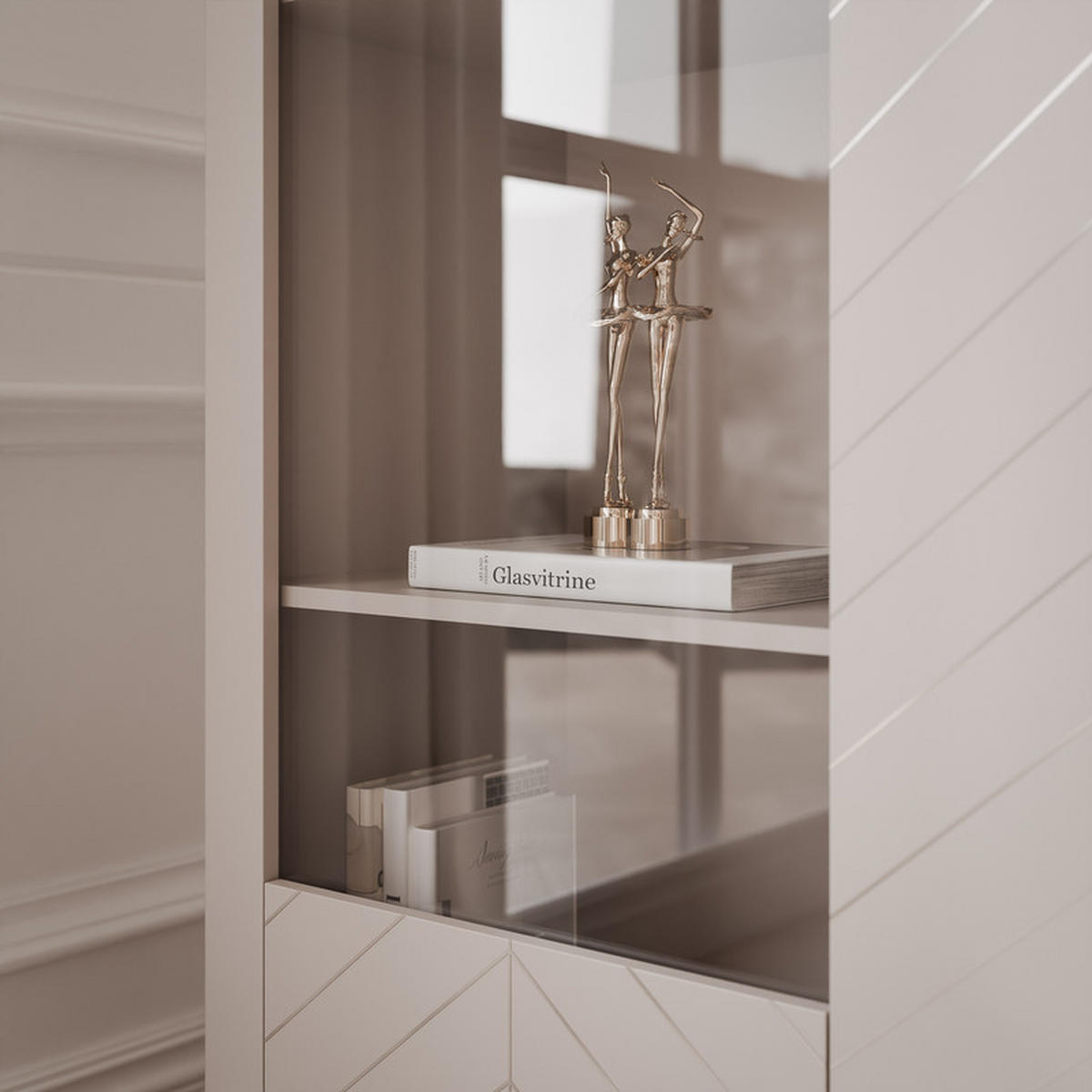 VITRINE LORIEN 103 cm Kaschmir - Kaschmir, Holzwerkstoff/Metall (103/145.1/40.6cm) - Idohome