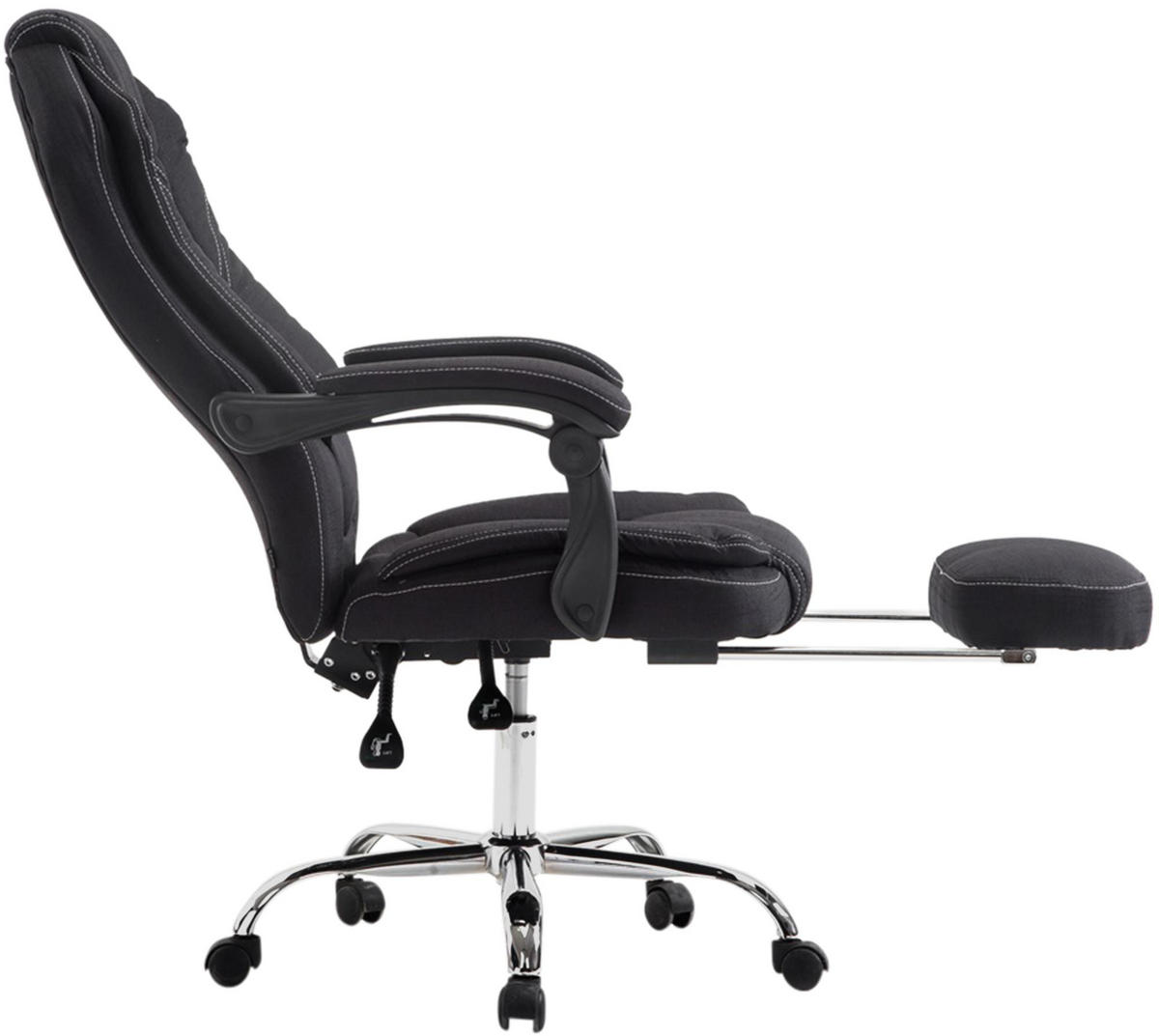 CHEFSESSEL Stoff Schwarz - Chromfarben/Schwarz, Textil/Metall (67/114/64cm) - CLP