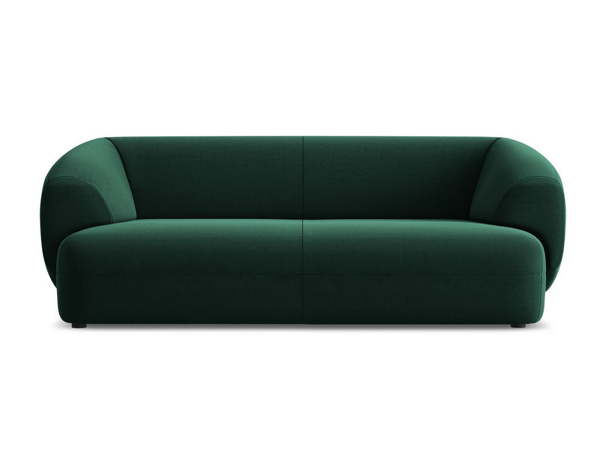 3-SITZER SOFA Samt Stoff Grün - Dunkelgrün/Schwarz, Kunststoff/Textil (212/81/98cm) - Makamii