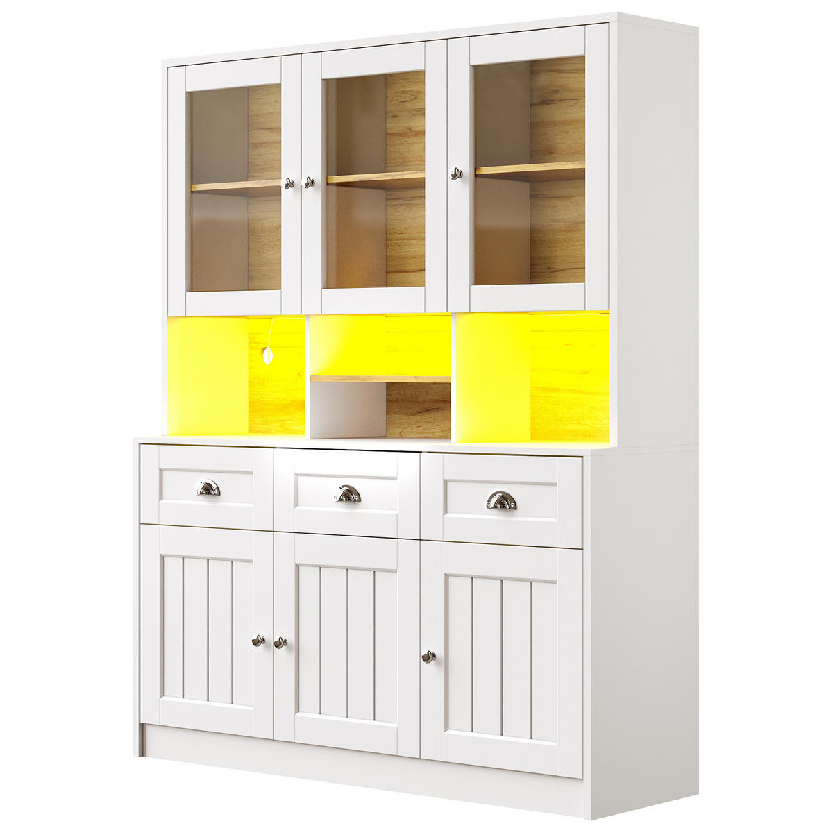 KÜCHENSCHRANK mit LED-Beleuchtung 140x40x175 cm MDF White - Weiß, Holzwerkstoff (40/175/140cm) - Meubliv