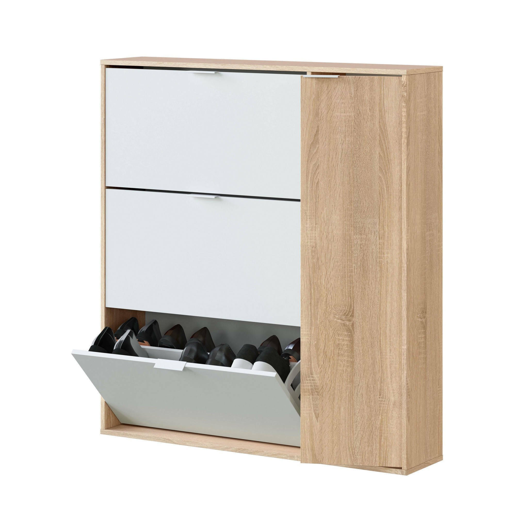 Dmora Schuhschrank Wildeiche, Weiß 106x115x22 cm
