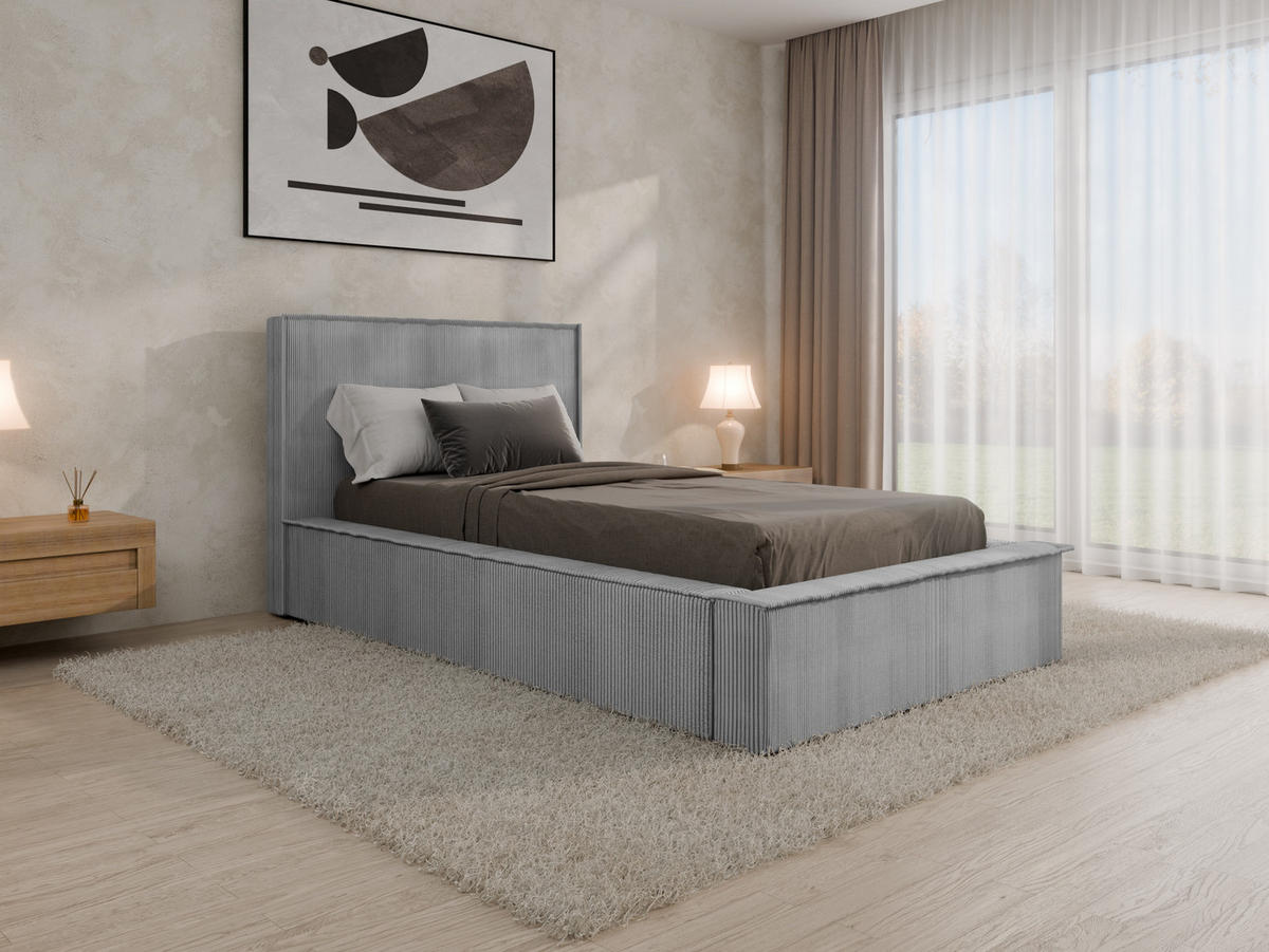 POLSTERBETT SANA100x200cm Elegantes Polsterbett für modernen Wohnstil , Federkernmatratze ELDAR (18cm), grau - Grau, Holz (100/200cm) - Panda Möbel