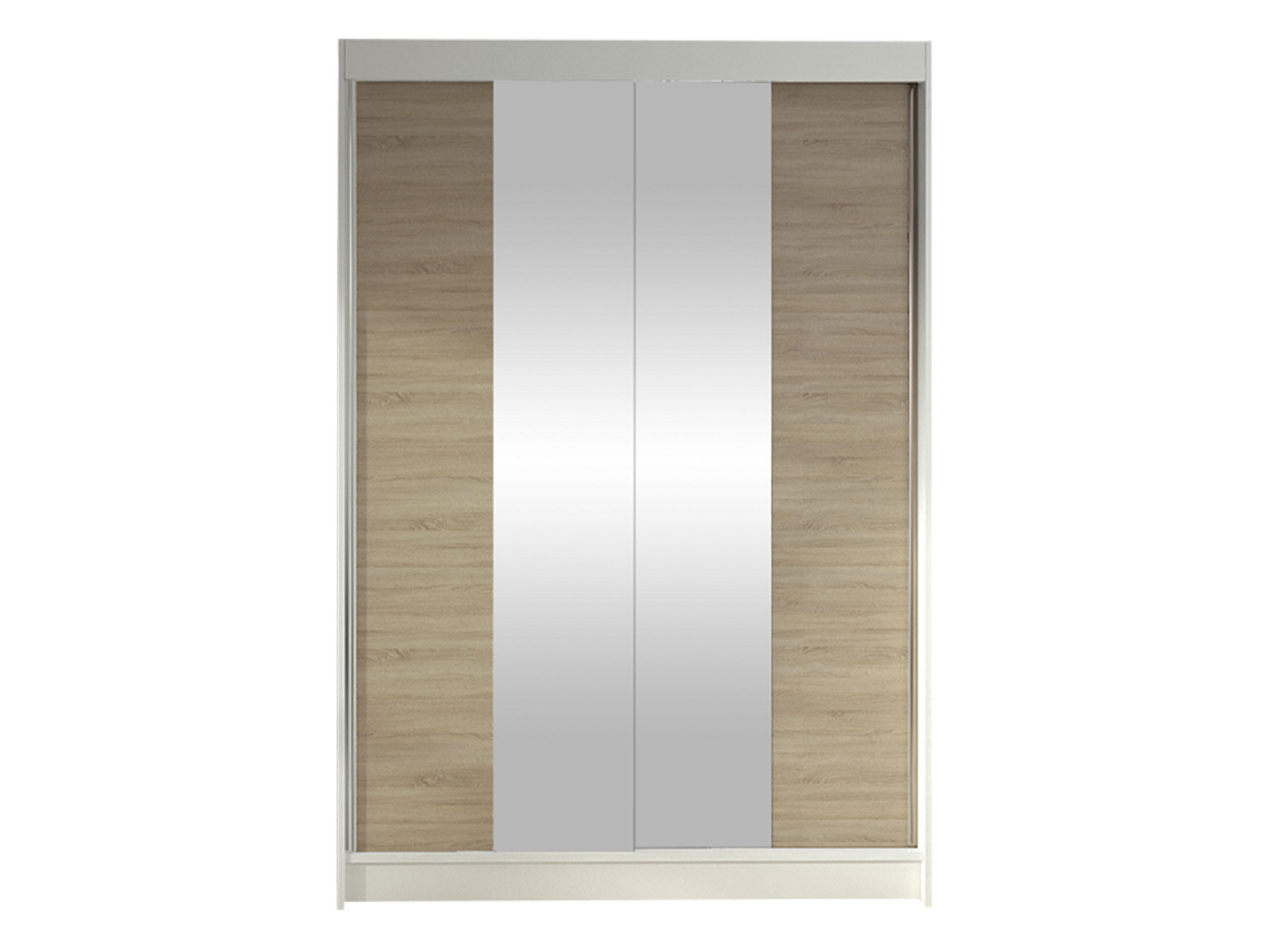 SCHWEBETÜRENSCHRANK Lino II - Weiß/Sonoma Eiche, Holzwerkstoff/Metall (120/200/58cm) - MIRJAN24