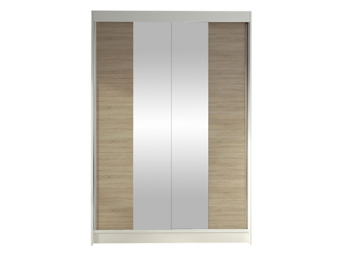 SCHWEBETÜRENSCHRANK Lino II - Weiß/Sonoma Eiche, Holzwerkstoff/Metall (120/200/58cm) - MIRJAN24