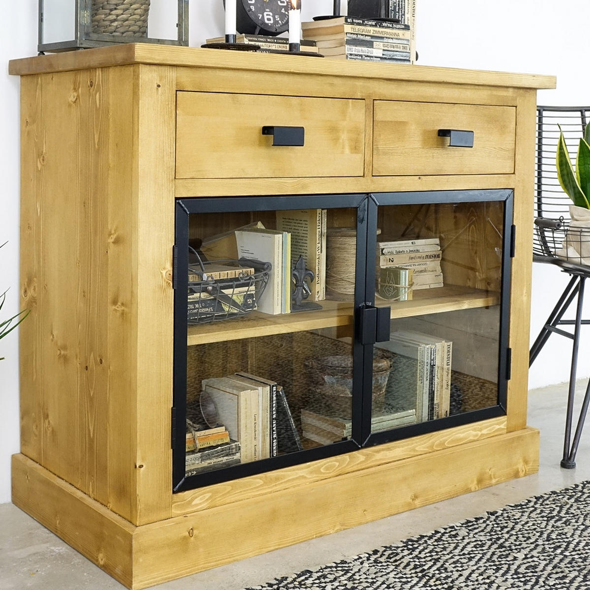 KOMMODE aus Massivholz Industrial - Honig, Holz (108/90/50cm) - Seart