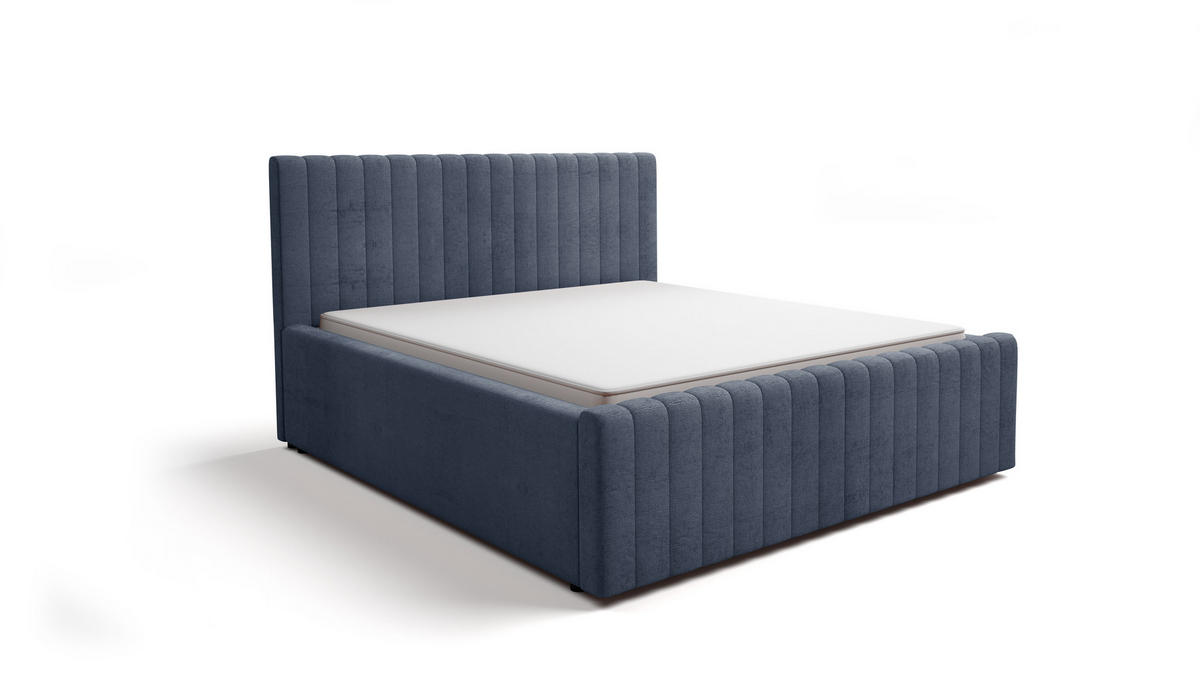 POLSTERBETT BELVIA – 120×200 cm mit Lattenrost, ohne Bettkasten Dunkelblau - Dunkelblau, Holzwerkstoff (120/200cm) - Milaros Markt
