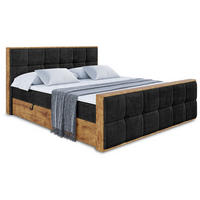 BOXBETT mit Matratze H3 und Lattenrost - LOLLI7-Z - 160x200 - Schwarz Casablanca - Schwarz, Holzwerkstoff (160/200cm) - ALTDECOR