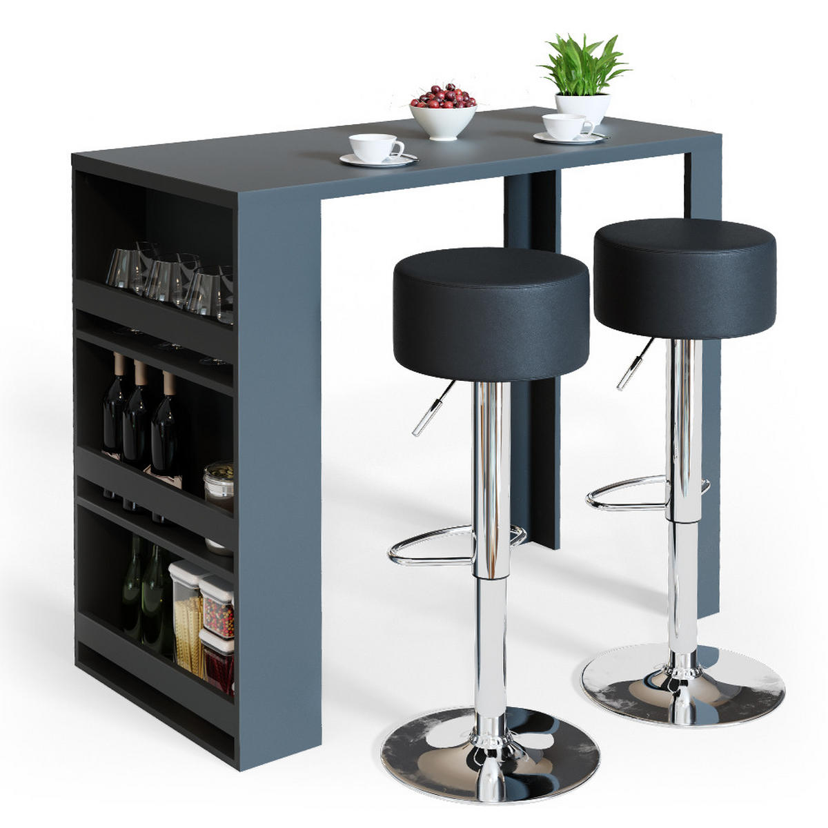 BARTISCH Anthrazit 57 x 117 cm - Anthrazit, Holzwerkstoff (57/106/117cm) - Vicco