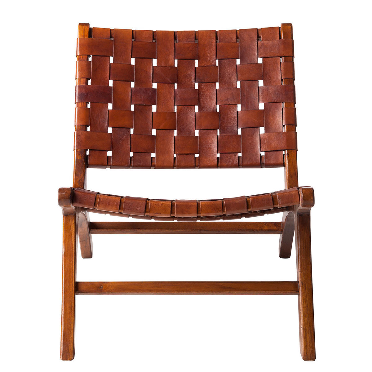 STUHL - Echtleder / Teak massiv - Teakfarben, Leder/Holz (60/68/78cm) - home24
