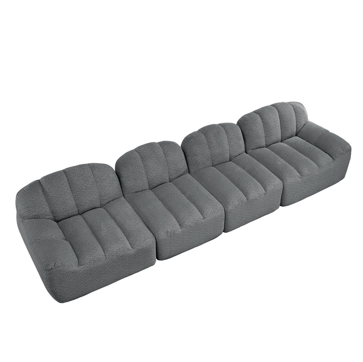SOFA modular Eckform Granular Fleece Grey - Grau, Kunststoff (104/79/366cm) - Meubliv