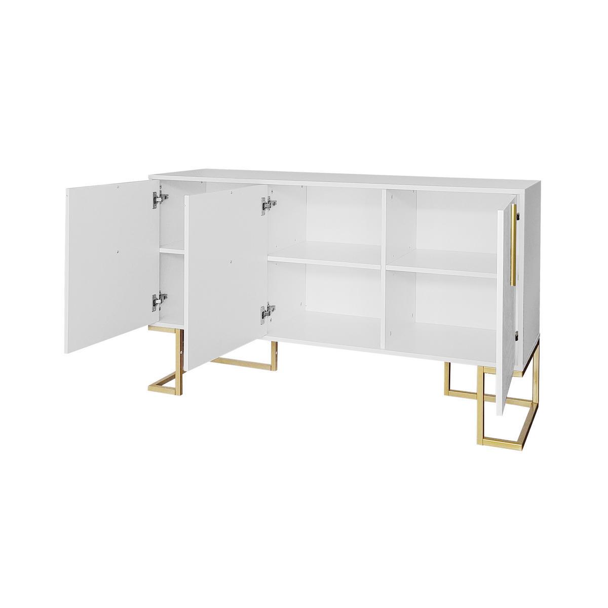SIDEBOARD DE-38281 3 Türen mit verstellbaren Regalen Weiß - Weiß, Holzwerkstoff (138/80.5/40cm) - ComfortXL