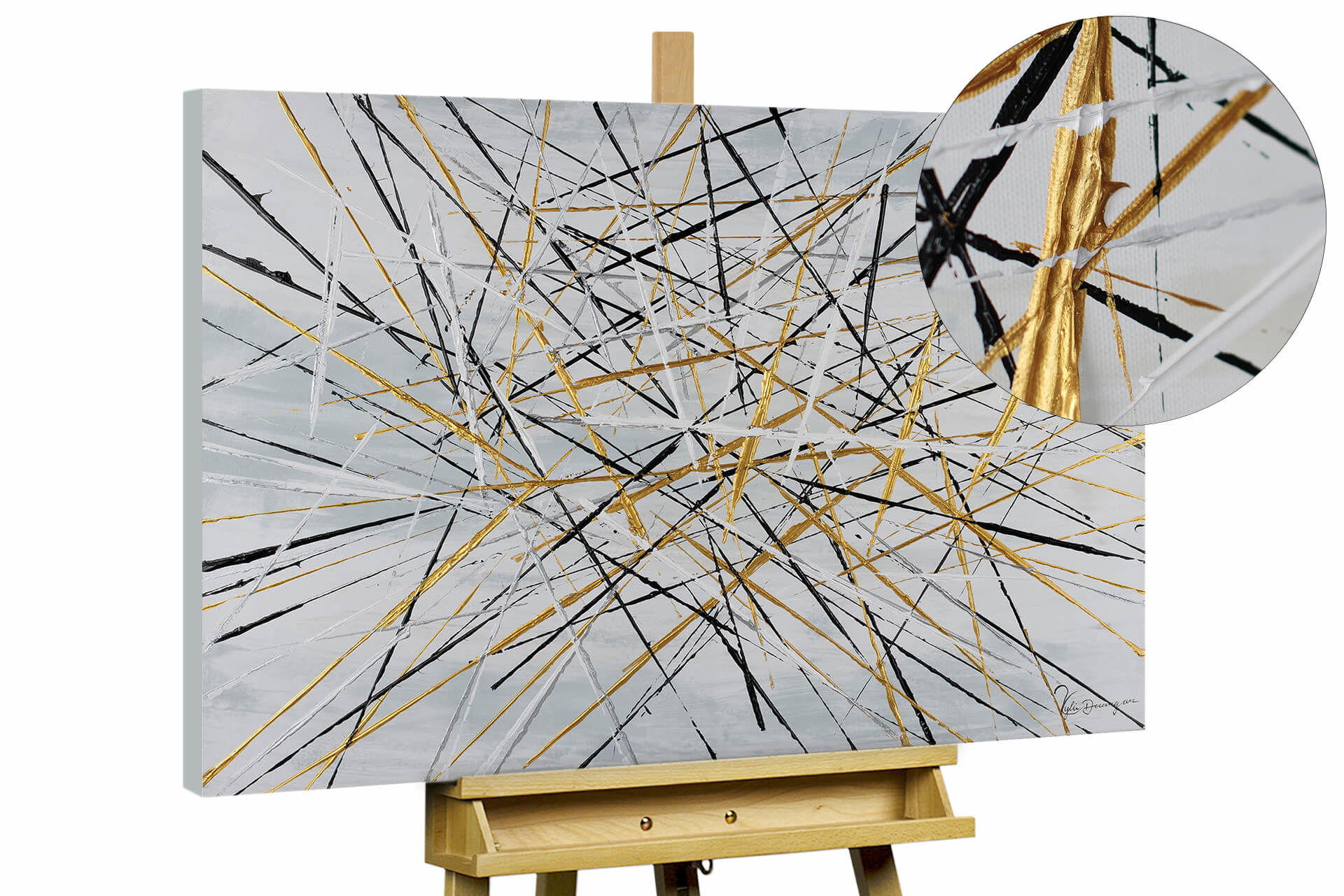 ACRYLBILD HANDGEMALT 100/75 cm - Schwarz/Weiß, Holz/Textil (2/75cm) - KUNSTLOFT