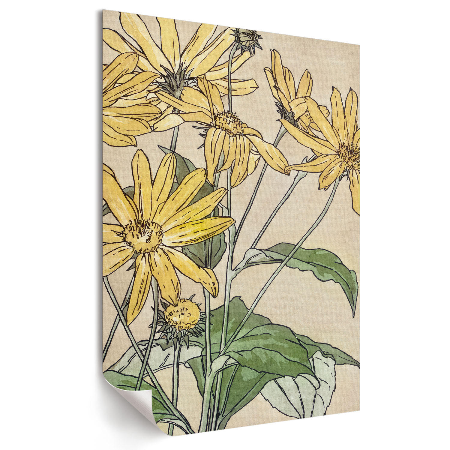 POSTER - 21x29 cm - Hannah Borger Overbeck - Sonnenblumen - Gelb, Textil (21/29.7/0.1cm) - TULUP