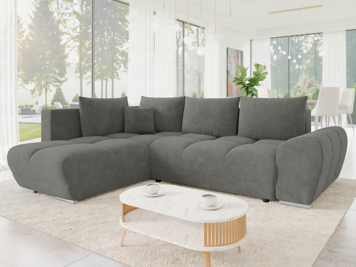 ECKSOFA Forest, Seite: Links - Greige/Schwarz, Holz/Kunststoff (290/183cm) - MIRJAN24