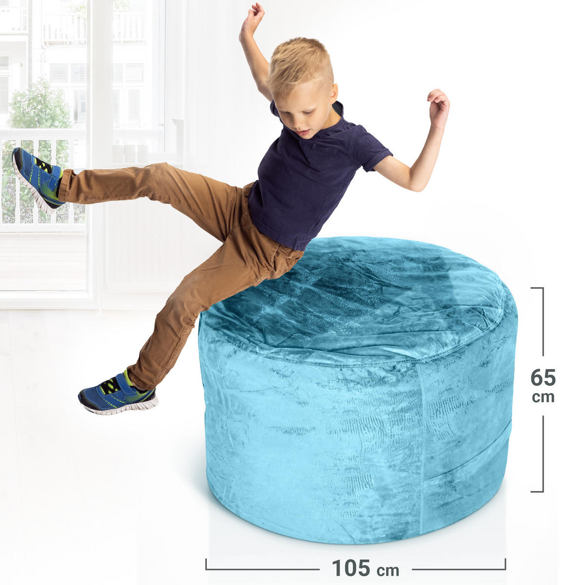 RIESEN-SITZSACK XXL JUMBO Velours 3ft - Hellblau, Textil (105/65/105cm) - Green Bean