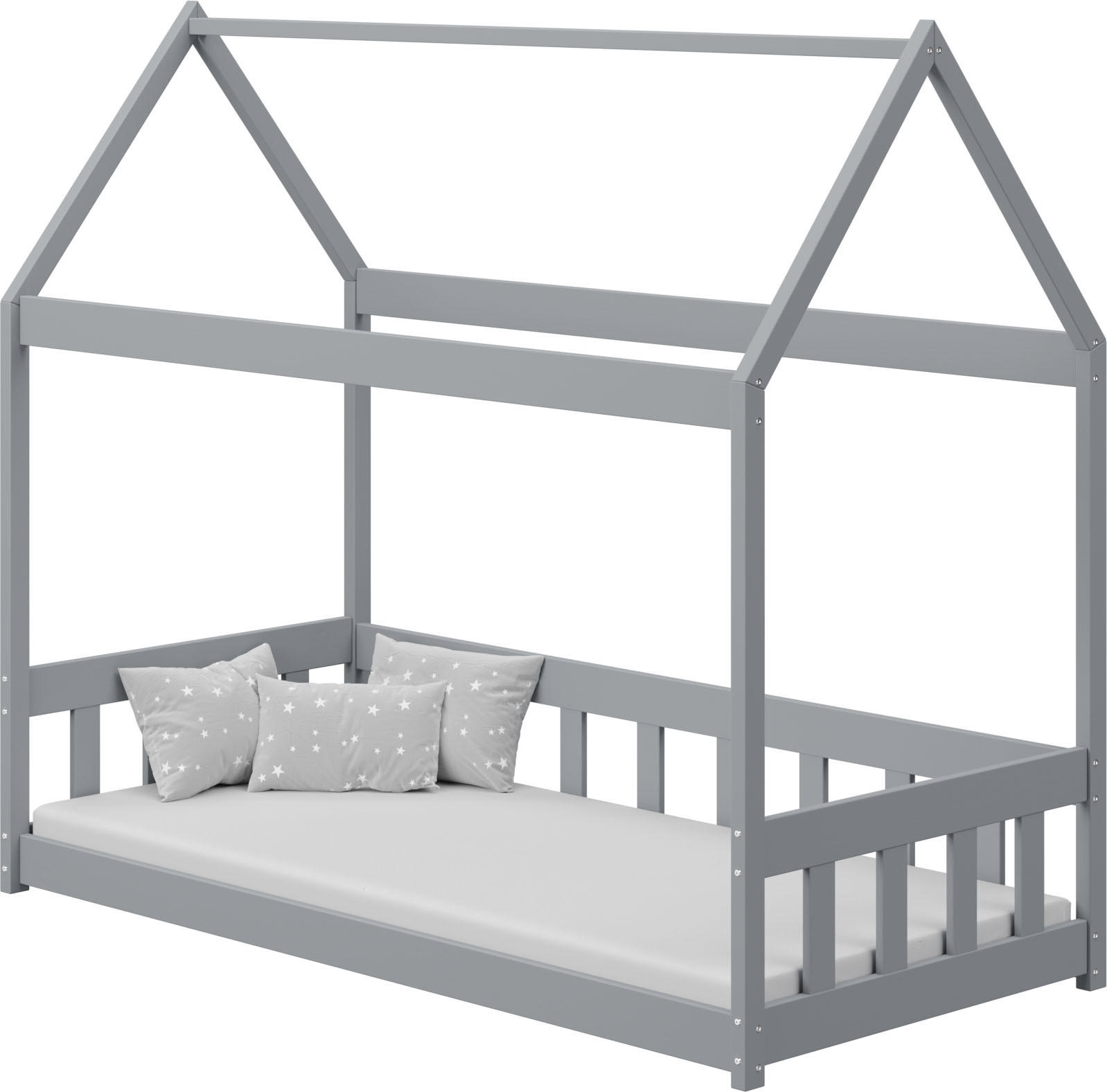 HAUSBETT Domi aus Holz, Grau 80x180 cm - Grau, Holz (180/80cm) - WFL GROUP