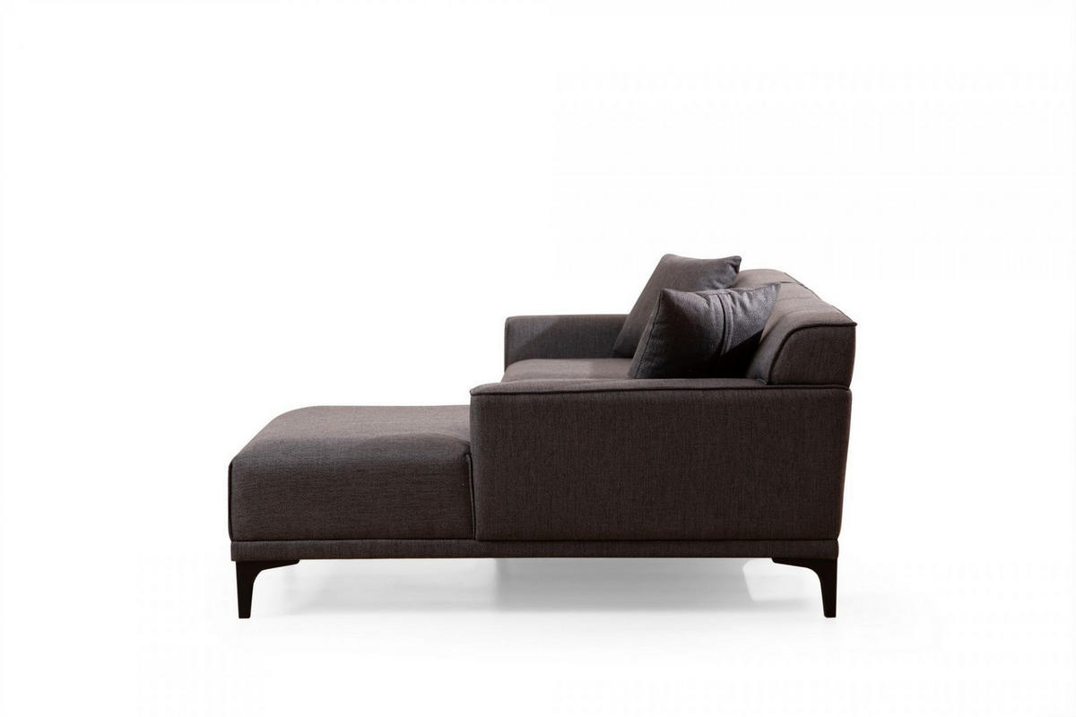 ECKSOFA modern inklusive Zierkissen - Anthrazit/Schwarz, Holz/Kunststoff (145/250cm) - myHomelando