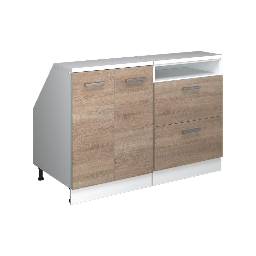 SKRIŇOVÁ SÚPRAVA SO ŠIKMOU STRECHOU Rion Sonoma 120 cm Súprava 2 korpusov skrine hĺbka 60 cm - biela/dub sonoma, kompozitné drevo (120/83.8/60cm) - Vicco