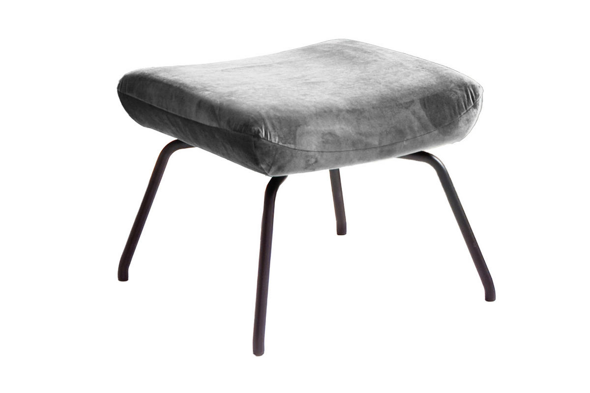 HOCKER LOTTE Silber Velvet - Silberfarben, Textil/Metall (57/44/52cm) - KAWOLA