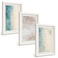 BILDER SET 3er Set - 20x30 cm Weißer Rahmen - Feine Aquarelltexturen - Weiß, Kunststoff (20/30cm) - TULUP