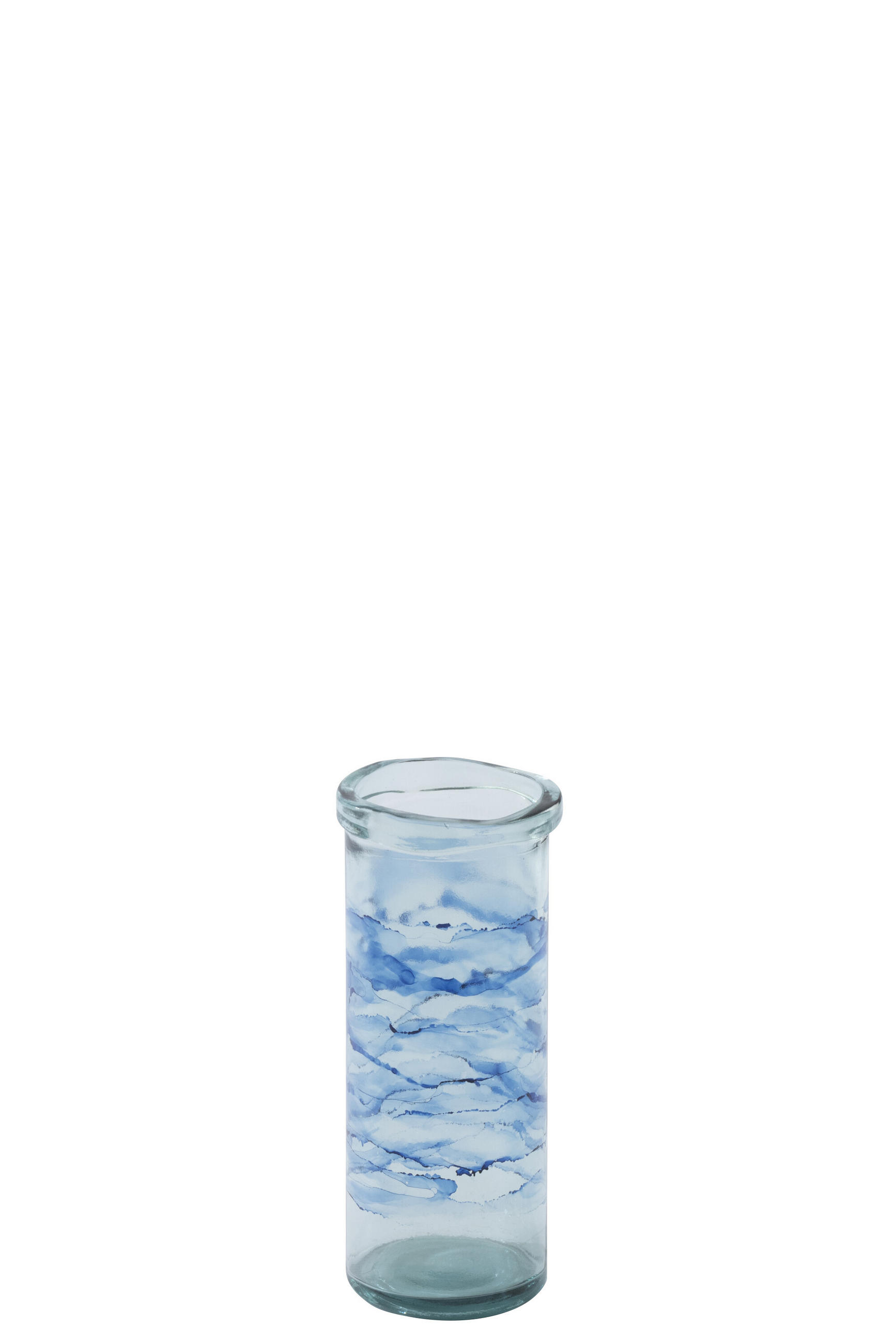 WINDLICHT ZYLINDER - Blau, Glas (15/36cm) - J-Line