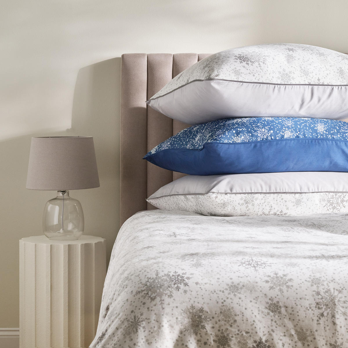 BETTWÄSCHE Satin SNOWF, 160x200 cm, Dunkel Blau, Winter Weihnachten Bettbezug, Weihnachtsdeko, Christmas, Weihnachtsmotiv - Dunkelblau, Textil (160/200cm) - home&you