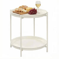 BEISTELLTISCH Cream White mit 2 Ablagen 44/44/53 cm - Creme, Metall (44/44/53cm) - PANGIVO