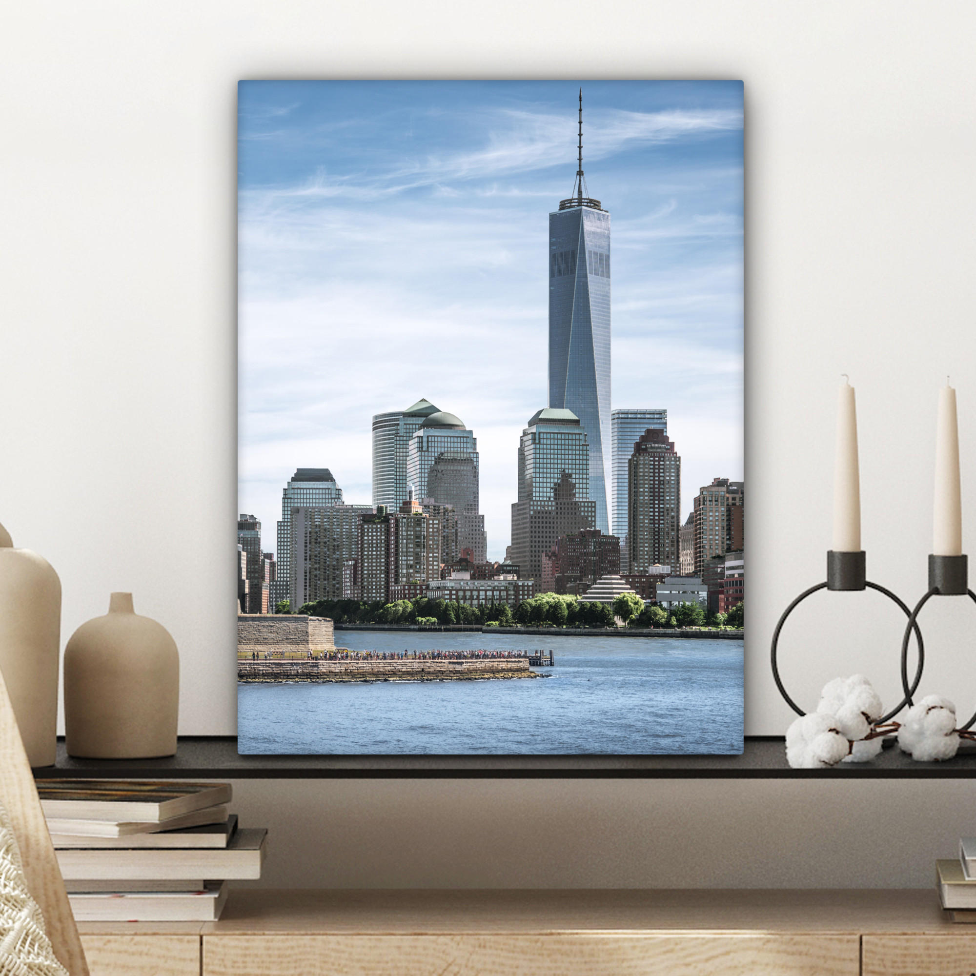 LEINWANDBILD New York - Freiheitsstatue - Wasser 30x40 cm - Hellblau, Textil (30/40cm) - MuchoWow