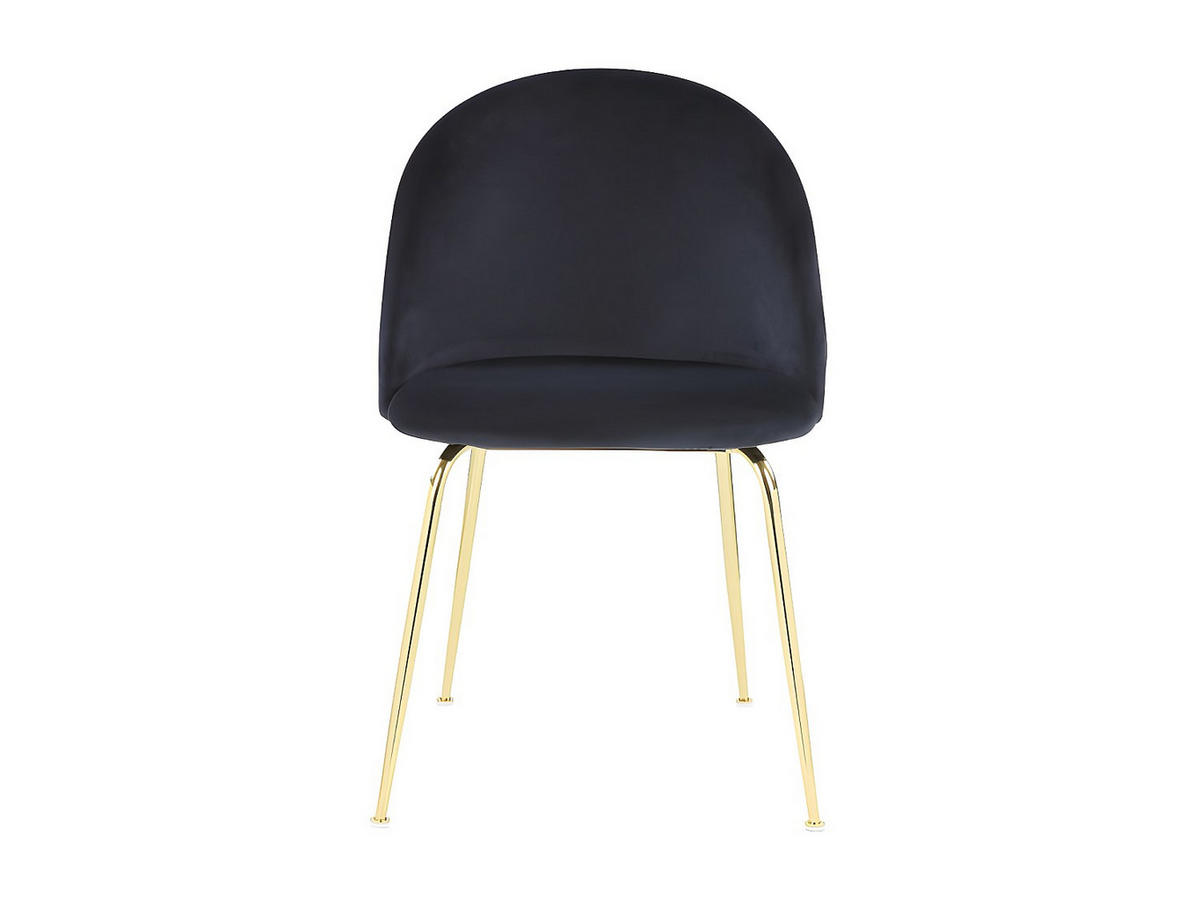 STUHL 2er-Set - Samt & Goldfarbenes Metall - Schwarz - MELBOURNE - Schwarz, Textil (50/77/55cm) - Vente-Unique