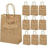 GESCHENKTÜTEN 10-teiliges Set mit Herz-Verzierung 21 x 15 cm - Bronzefarben, Papier (8/21/15cm)