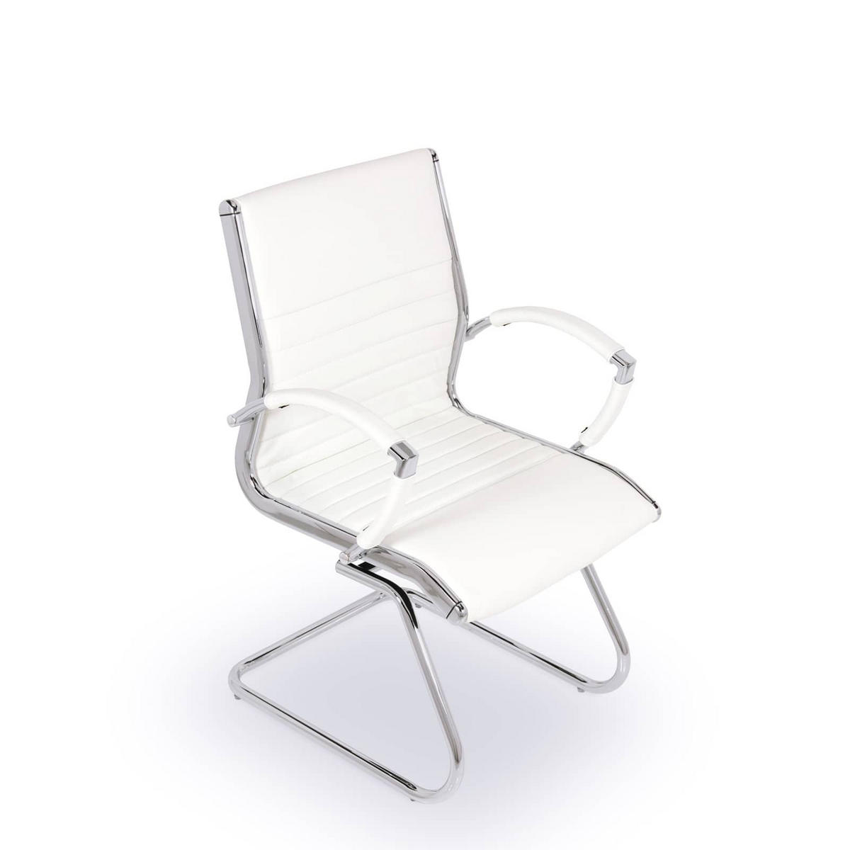 BESUCHERSTUHL Montreal Echtleder Weiss – ergonomisch, 150 kg belastbar - Weiß, Leder/Metall (60/95/60cm) - Versee