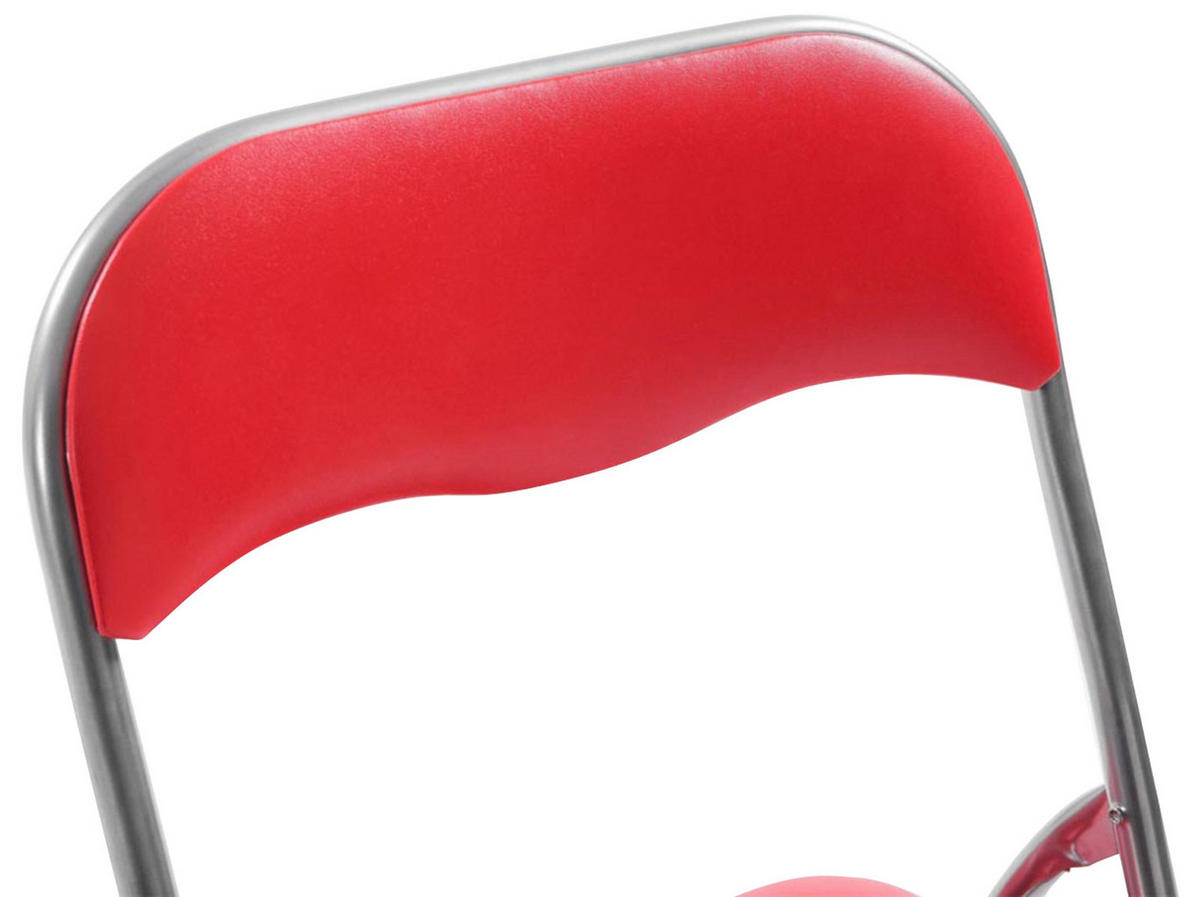 KLAPPSTUHL 2er Set Kunststoff rot/silber - Rot/Silberfarben, Kunststoff/Textil (45/78/45cm) - CLP