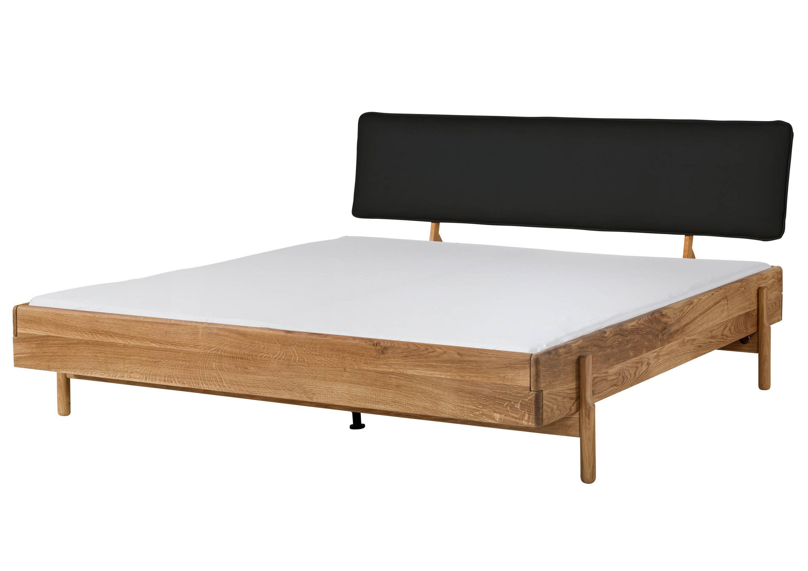 HOLZBETT Eiche 140x200x94 natur geölt, Kopfteil anthrazit KIEL #01 - Schwarz/Braun, Holz (140/200cm) - Massivmoebel24
