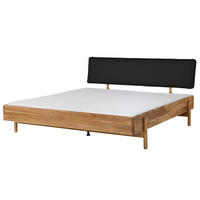 HOLZBETT Eiche 140x200x94 natur geölt, Kopfteil anthrazit KIEL #01 - Schwarz/Braun, Holz (140/200cm) - Massivmoebel24